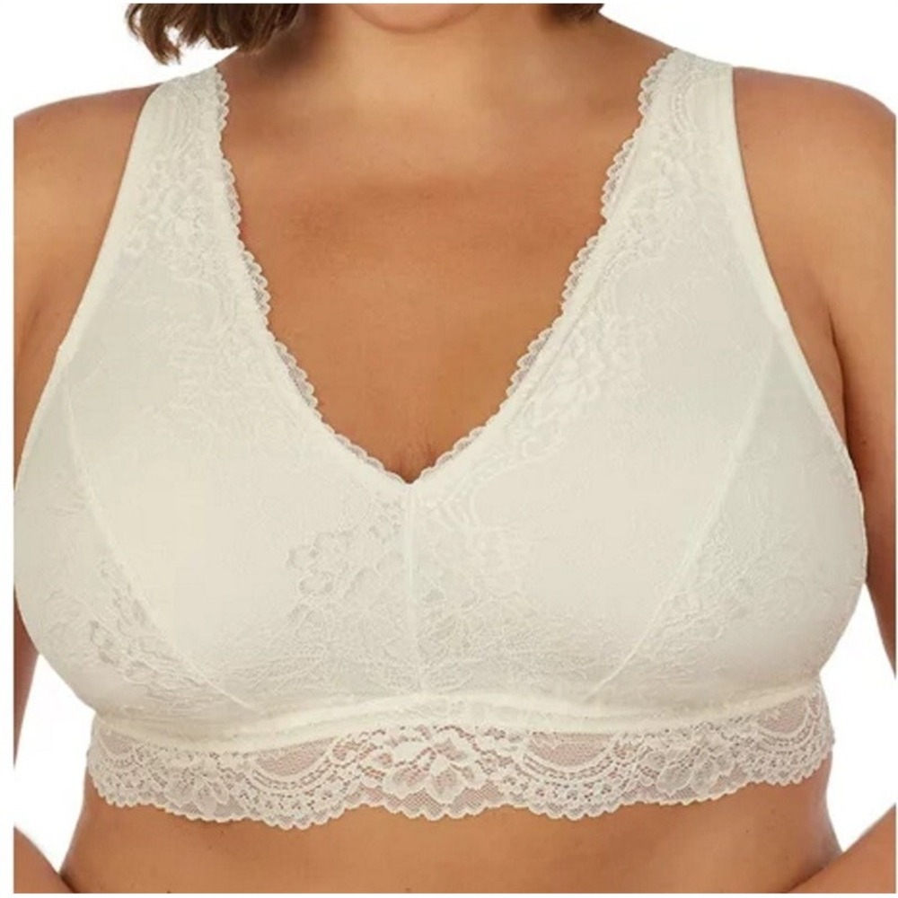 NWT 2 Secret Treasures 3X Lace Plus Size Bralette Gray & Ivory 97476